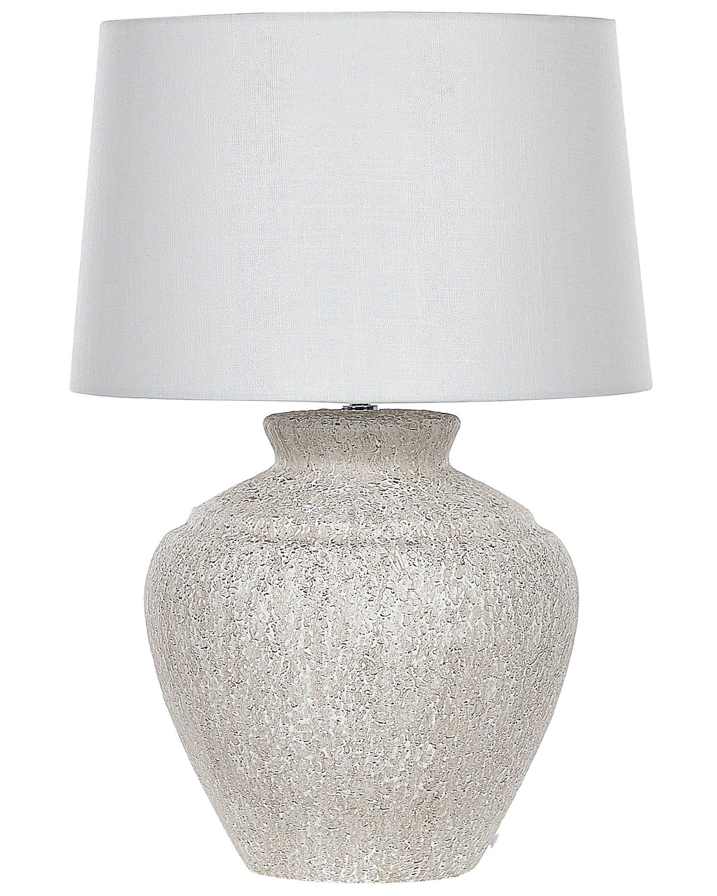 Table Lamp Cream Ceramic Base Beige Fabric Shade Traditional