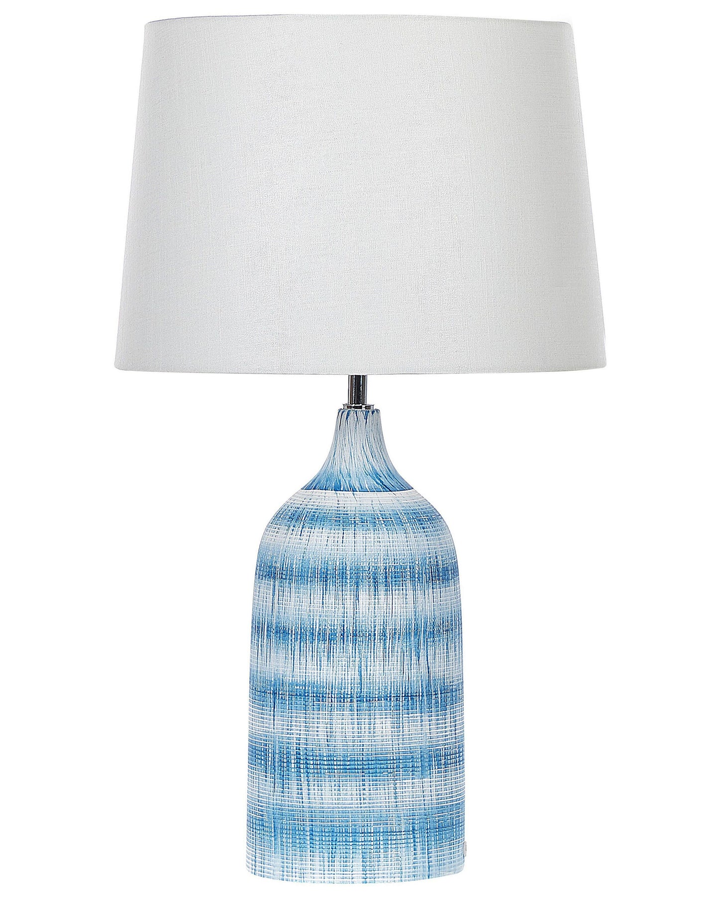 Blue Ceramic Base Table Lamp With White Fabric Shade 66cm Classic Bedside Light