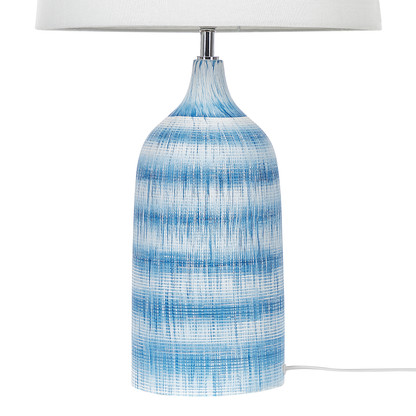 Blue Ceramic Base Table Lamp With White Fabric Shade 66cm Classic Bedside Light