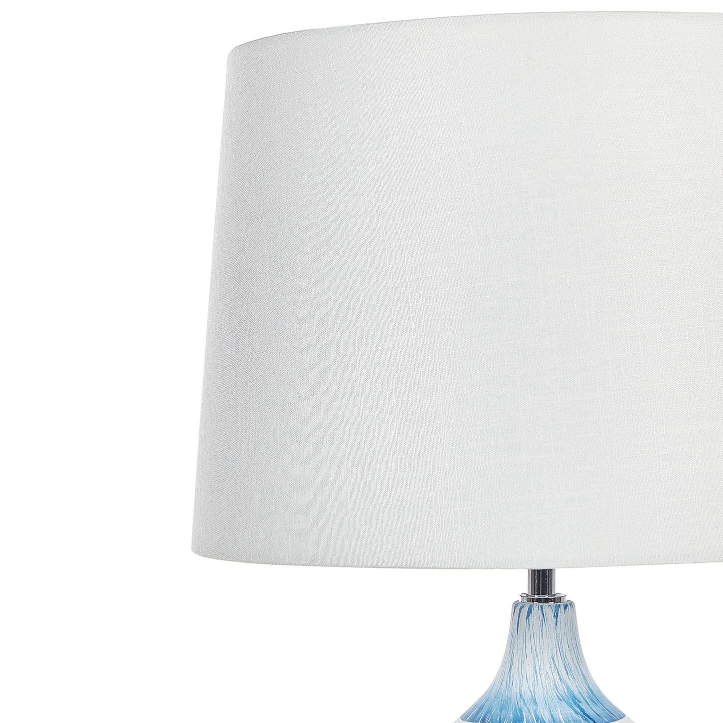 Blue Ceramic Base Table Lamp With White Fabric Shade 66cm Classic Bedside Light