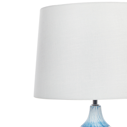 Blue Ceramic Base Table Lamp With White Fabric Shade 66cm Classic Bedside Light