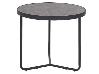 Small Concrete Round Coffee Table With Black Metal Legs