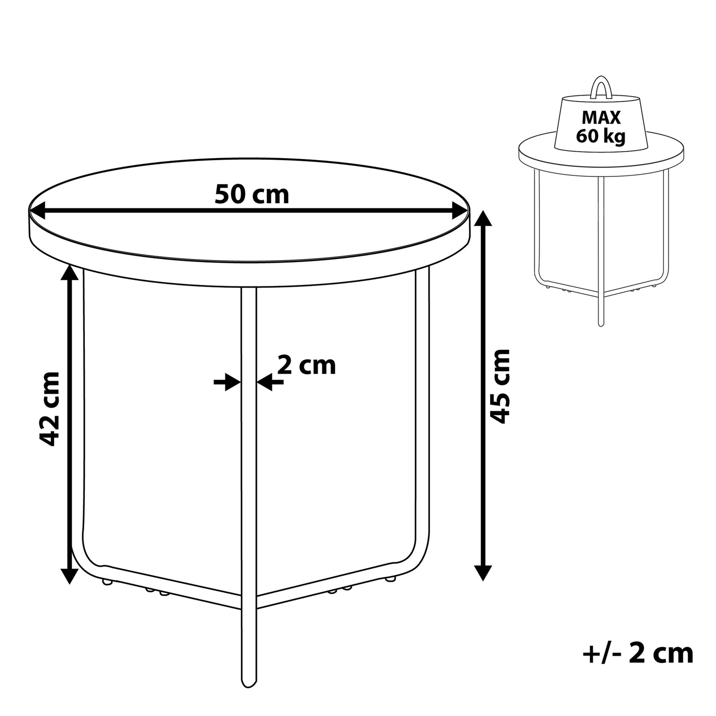 Small Concrete Round Coffee Table With Black Metal Legs