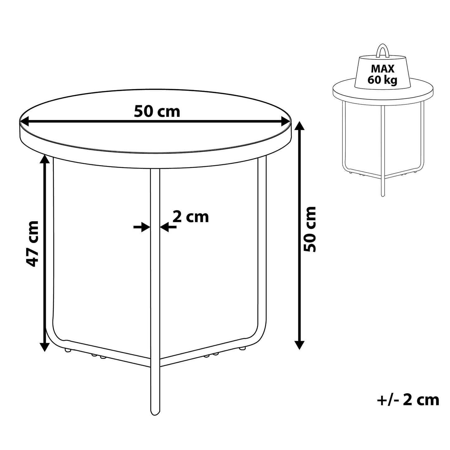 Concrete Effect Coffee Table With Black Metal Legs 50cm