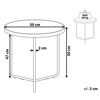 Concrete Effect Coffee Table With Black Metal Legs 50cm