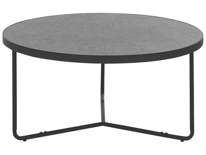 Concrete Coffee Table With Black Metal Legs Round 80cm For Modern Living Room
