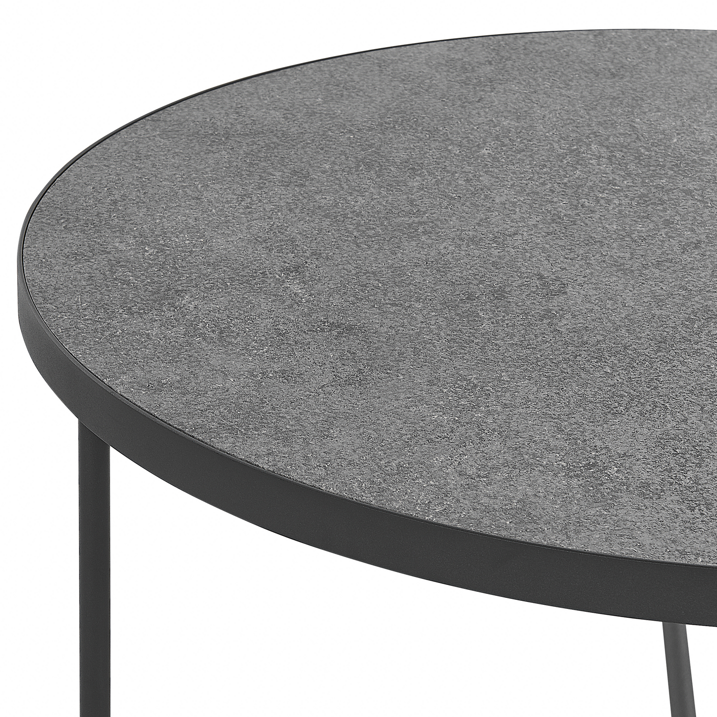 Concrete Coffee Table With Black Metal Legs Round 80cm For Modern Living Room