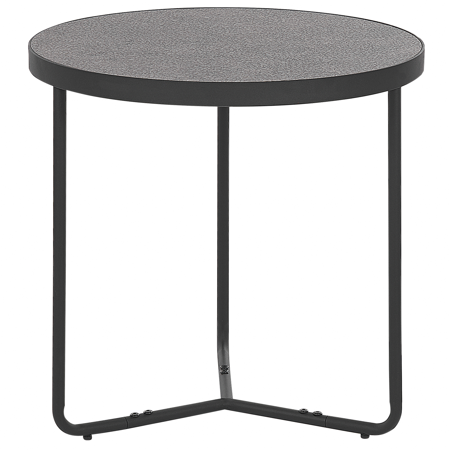 Concrete Round Coffee Tables Set Of 2 With Black Metal Legs