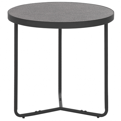 Concrete Round Coffee Tables Set Of 2 With Black Metal Legs