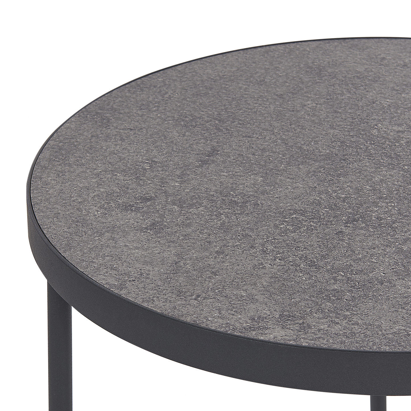 Concrete Round Coffee Tables Set Of 2 With Black Metal Legs