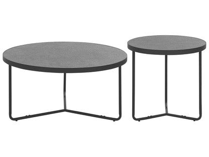 Round Concrete Coffee Tables Two Medium Large Black Legs