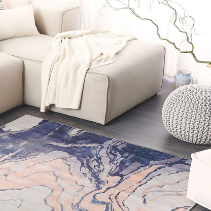 Abstract Beige Blue Area Rug 160 x 230cm Non Slip