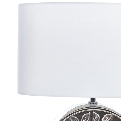 Table Lamp Silver Ceramic 49cm Tree Motif Glossy Finish