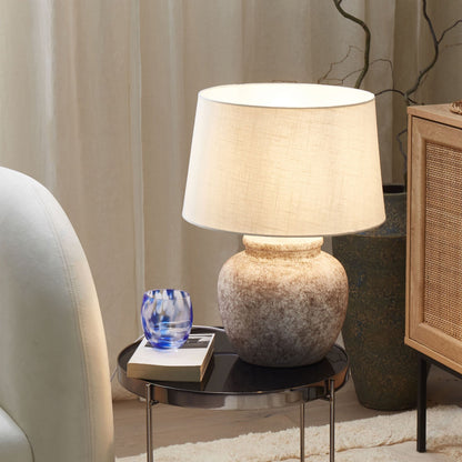 Table Lamp Beige Ceramic 50cm Boho Night Light Cracked Texture