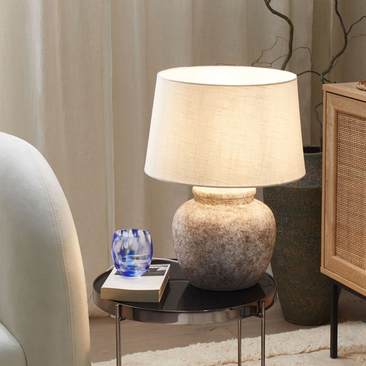 Table Lamp Beige Ceramic 50cm Boho Night Light Cracked Texture