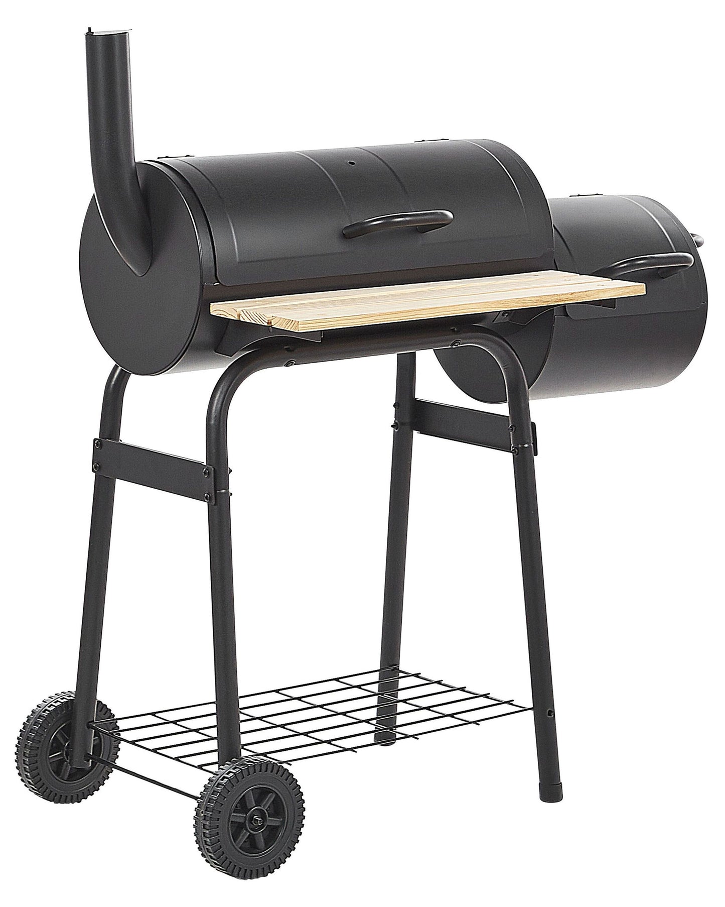 Charcoal BBQ Grill With Lid Offset Smoker Black Steel