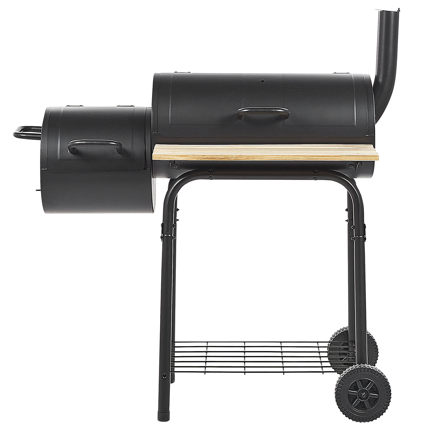 Charcoal BBQ Grill With Lid Offset Smoker Black Steel