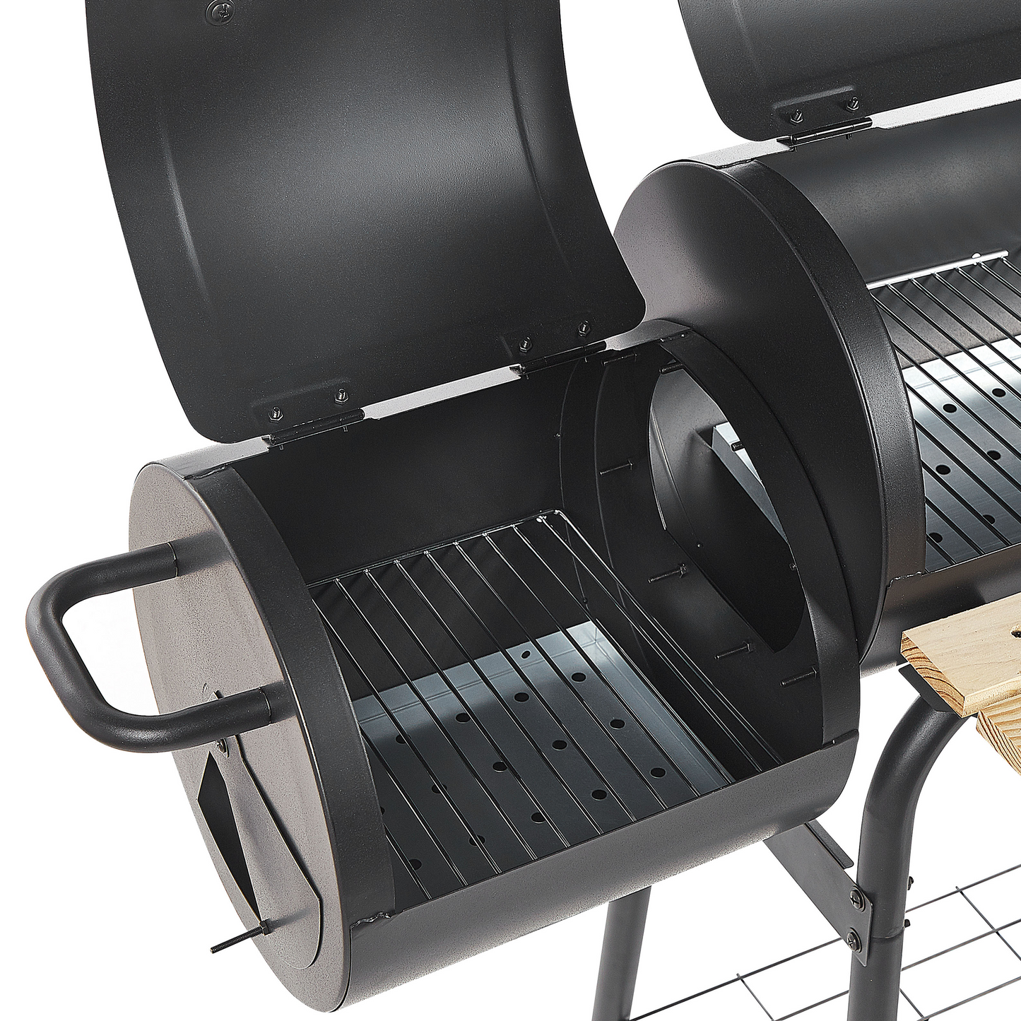 Charcoal BBQ Grill With Lid Offset Smoker Black Steel