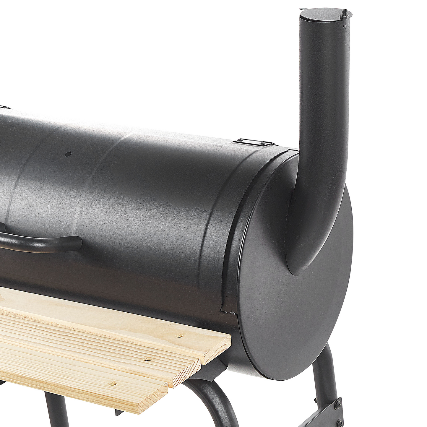 Charcoal BBQ Grill With Lid Offset Smoker Black Steel