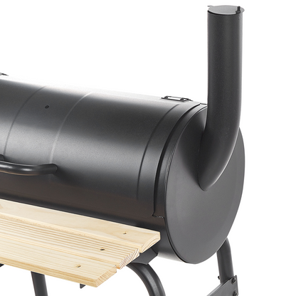 Charcoal BBQ Grill With Lid Offset Smoker Black Steel