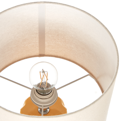 Table Lamp 49cm Yellow Ceramic Geometric Pattern Beige Shade