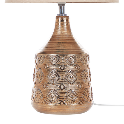 Table Lamp Golden Brown Ceramic 47cm Geometric Beige Empire Shade