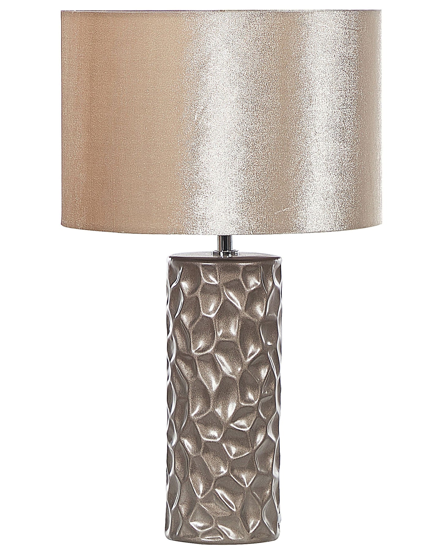 Table Lamp Gold Ceramic 50cm Geometric Velvet Drum Shade