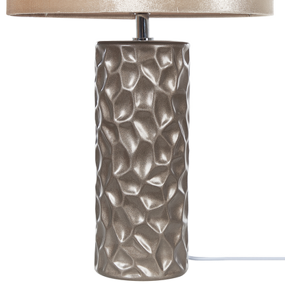 Table Lamp Gold Ceramic 50cm Geometric Velvet Drum Shade