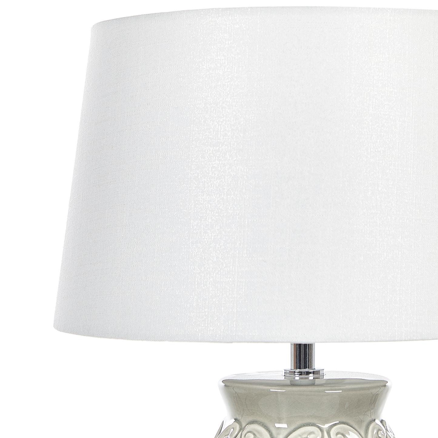 Grey Ceramic Lamp 48cm Ornamental Pattern Empire Shade