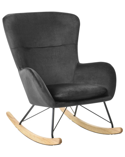 Black Velvet Rocking Chair With Metal Legs
