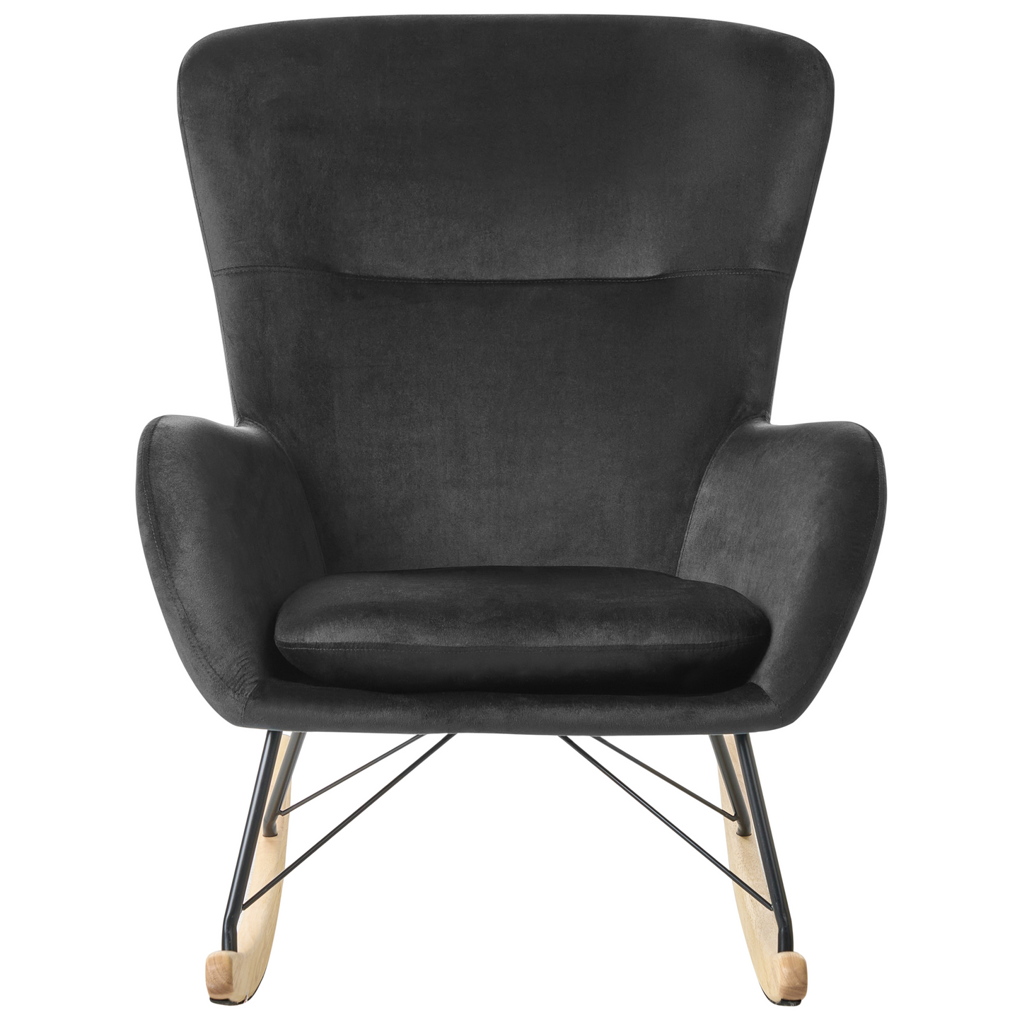 Black Velvet Rocking Chair With Metal Legs