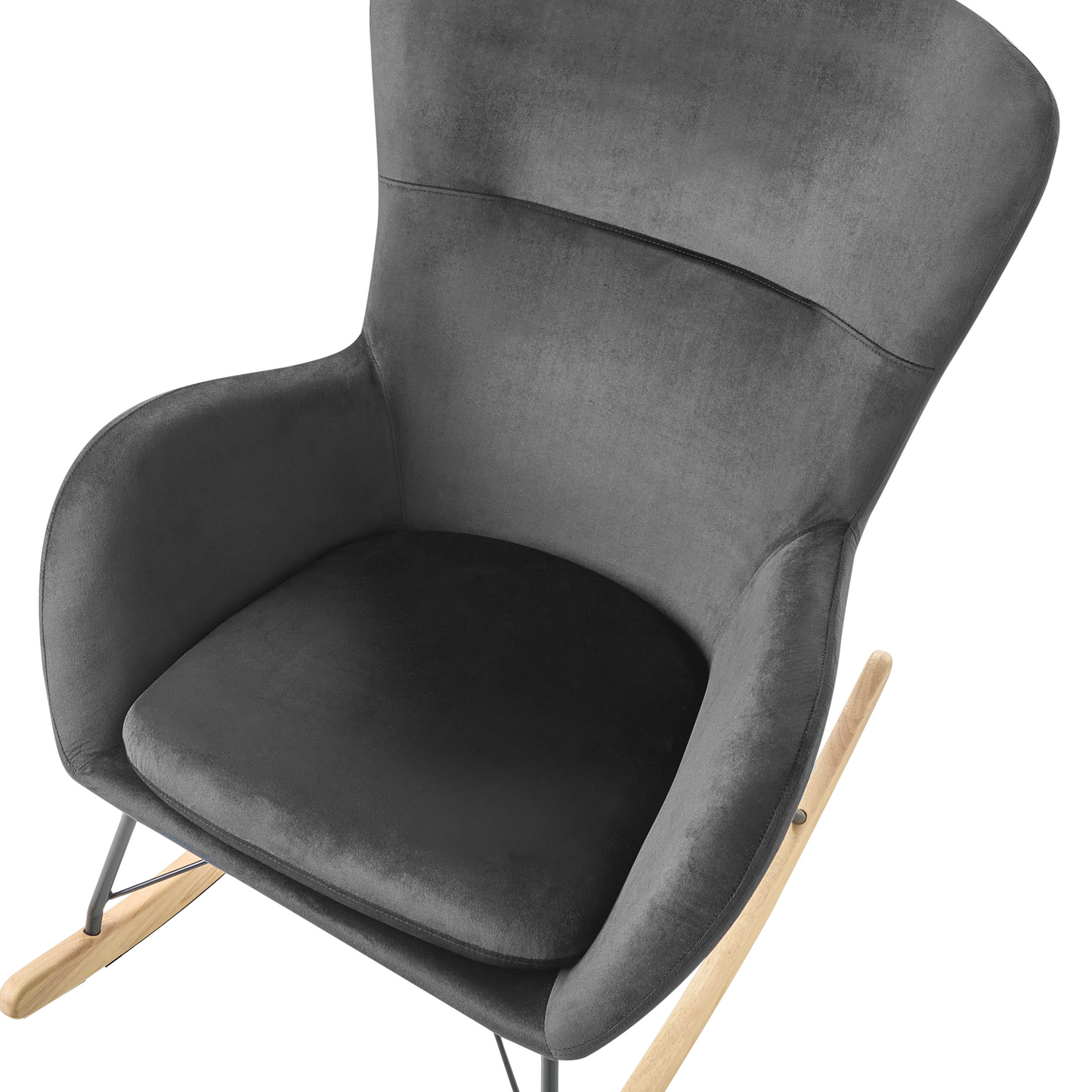 Black Velvet Rocking Chair With Metal Legs