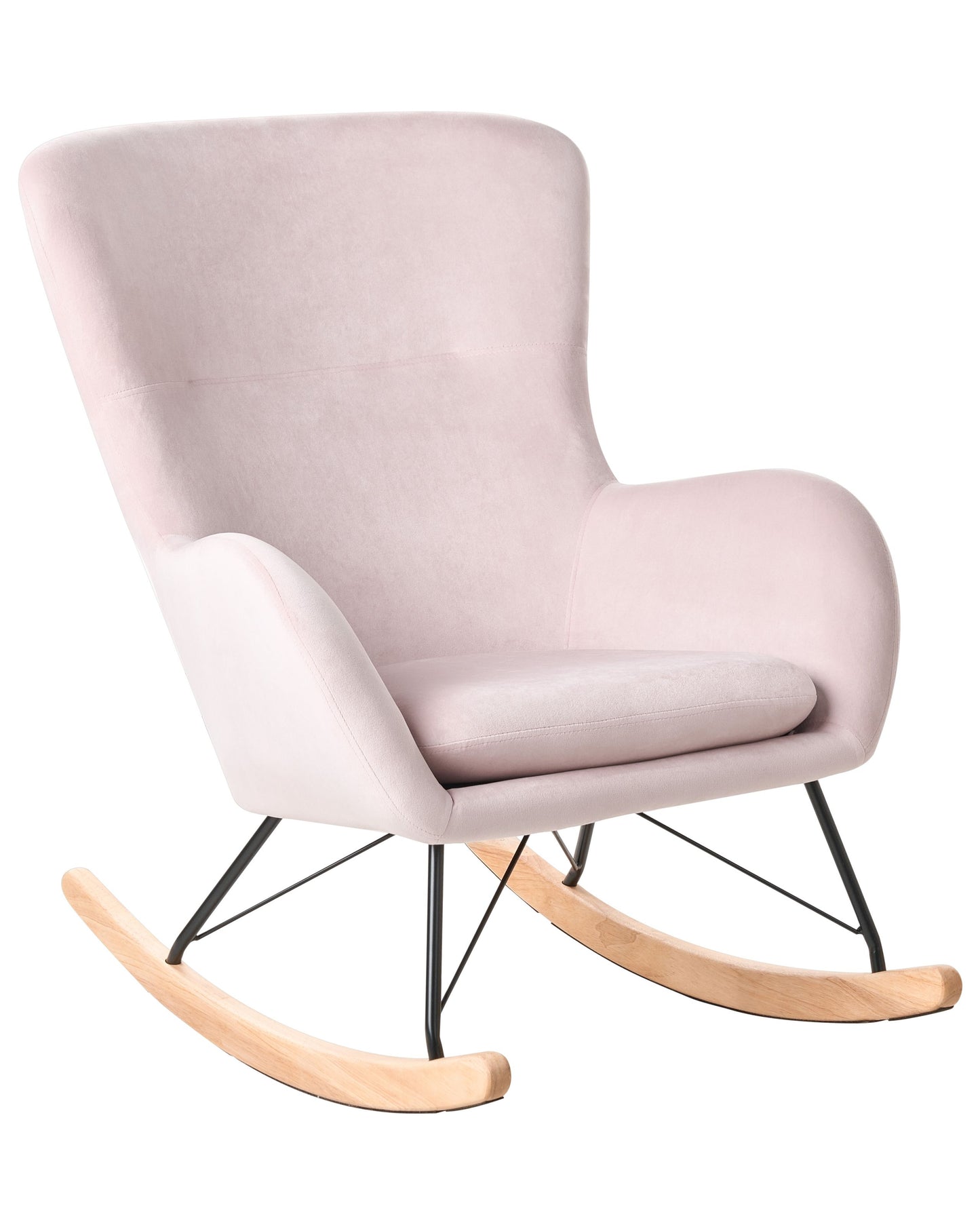 Velvet Haven Pink Velvet Rocking Chair With Metal Legs