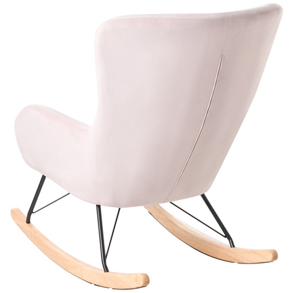 Velvet Haven Pink Velvet Rocking Chair With Metal Legs
