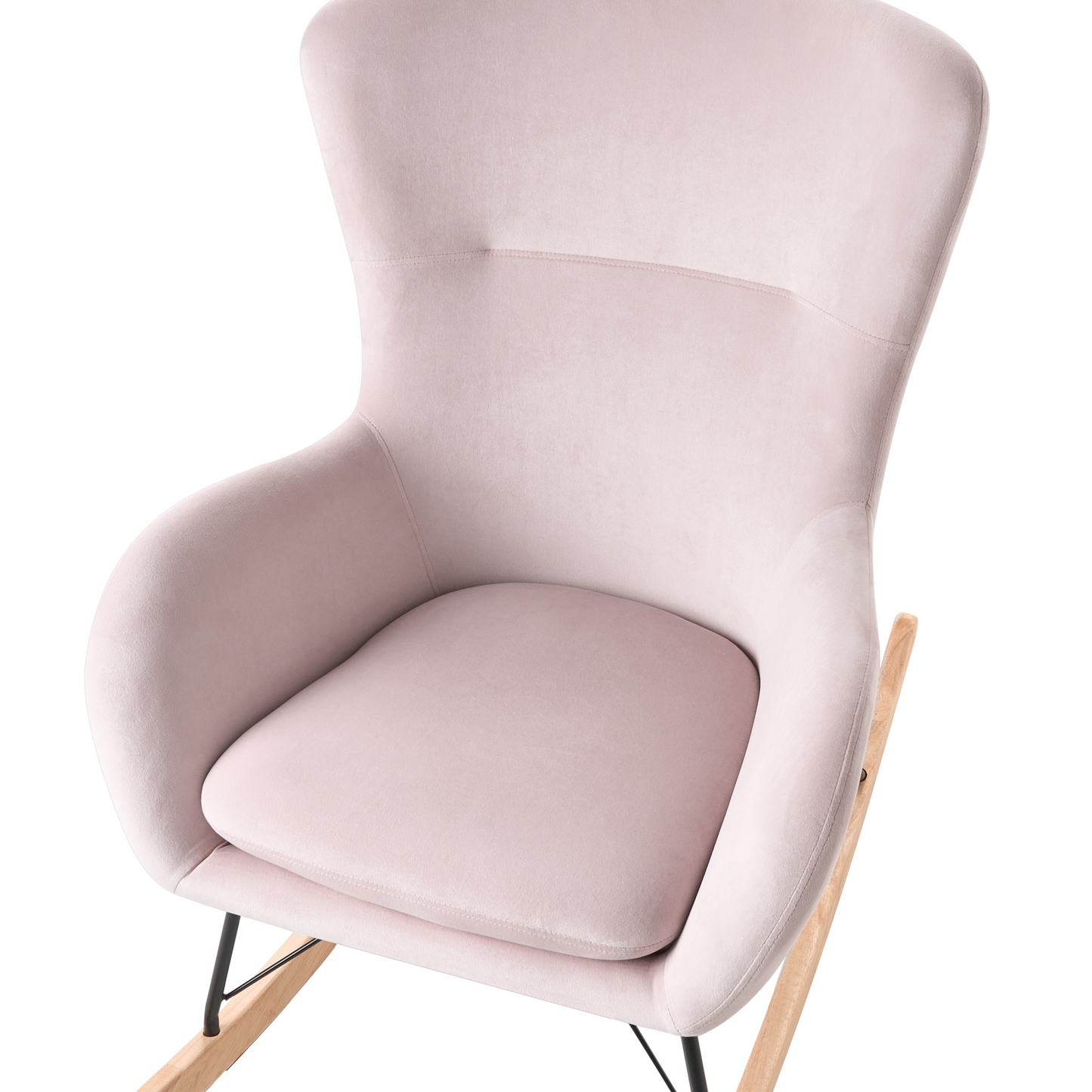 Velvet Haven Pink Velvet Rocking Chair With Metal Legs