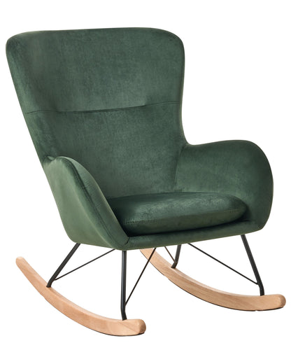 Luxe Velvet Rocking Chair Dark Green With Metal Legs