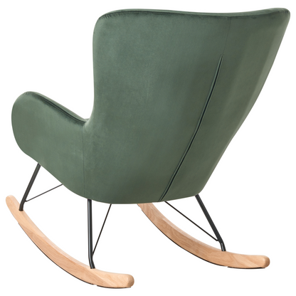 Luxe Velvet Rocking Chair Dark Green With Metal Legs