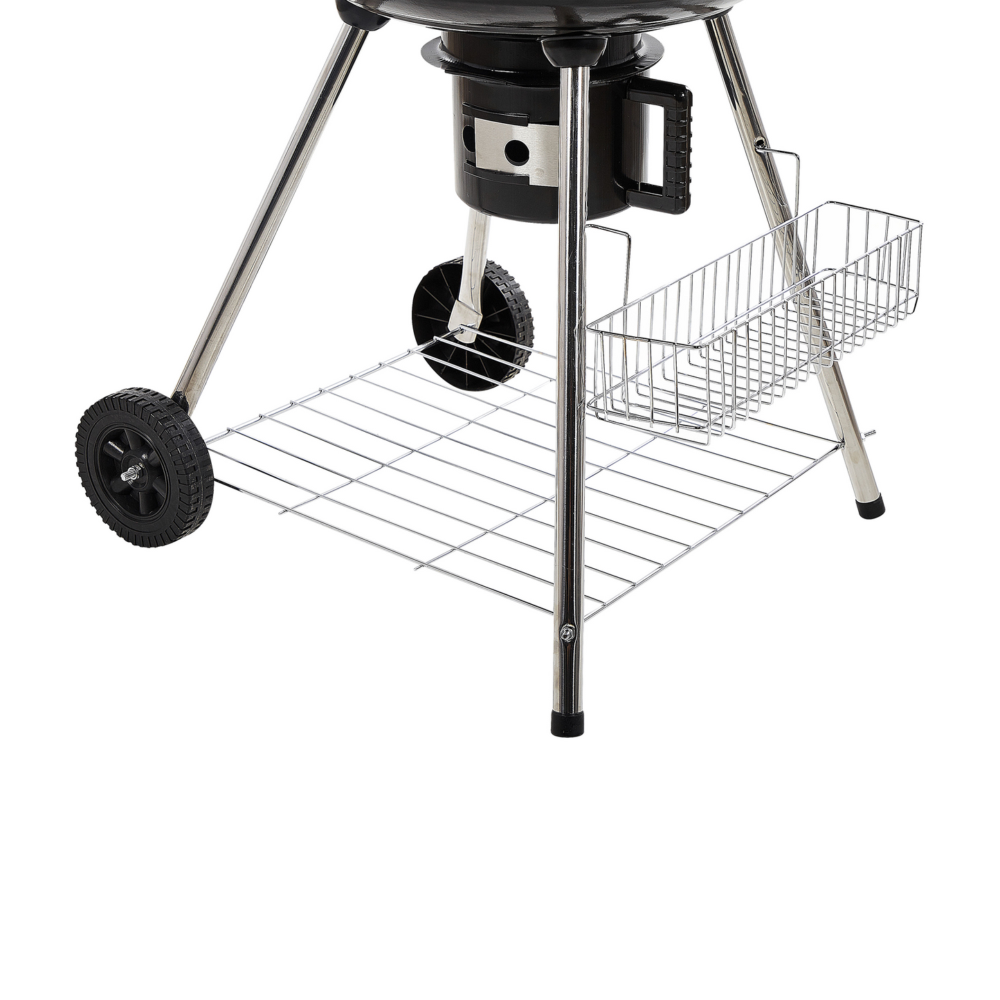 Charcoal BBQ Grill Black Steel With Lid And Wheels