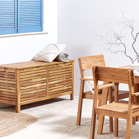 Garden Storage Box Light Brown Acacia 130 x 64 Lid