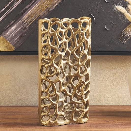 Home Gold Openwork Narrow Table Vase