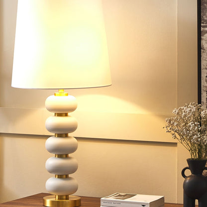 Table Lamp Gold Base With White Fabric Shade