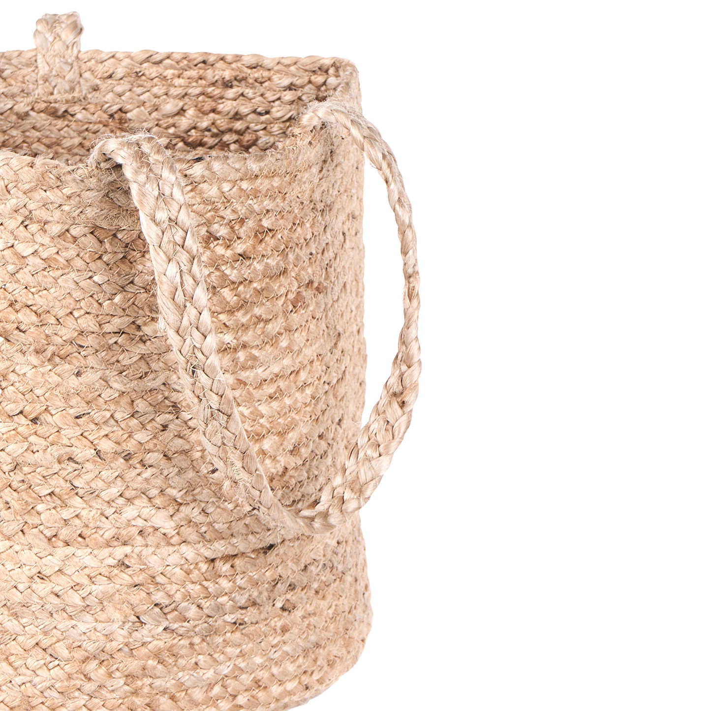 Jute Storage Baskets Set Of 2 Natural With Long Handles