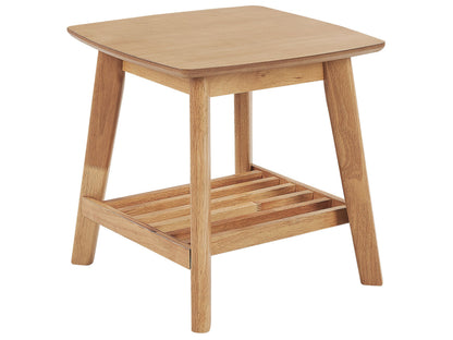 CasaCraft Side Table 50x50 cm Light Brown MDF Top Rubberwood Legs
