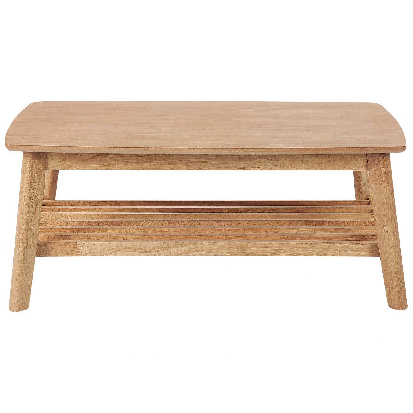 Classic Design Coffee Table Light Brown MDF Rubberwood Shelf 100x55