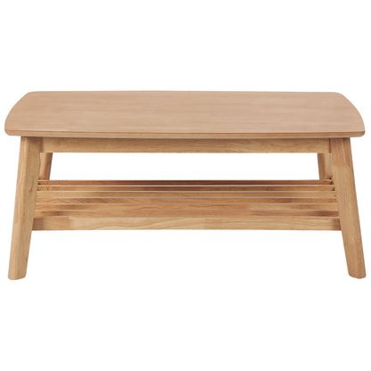 Classic Design Coffee Table Light Brown MDF Rubberwood Shelf 100x55