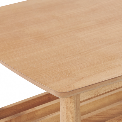 Classic Design Coffee Table Light Brown MDF Rubberwood Shelf 100x55