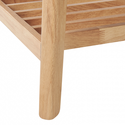 Classic Design Coffee Table Light Brown MDF Rubberwood Shelf 100x55