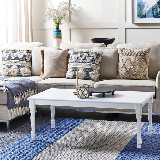 LuxeCasa Coffee Table White Turned Legs Vintage Chic 120x60 cm