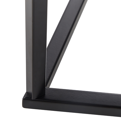 Marble Effect Console Table Tempered Glass Black Metal Legs