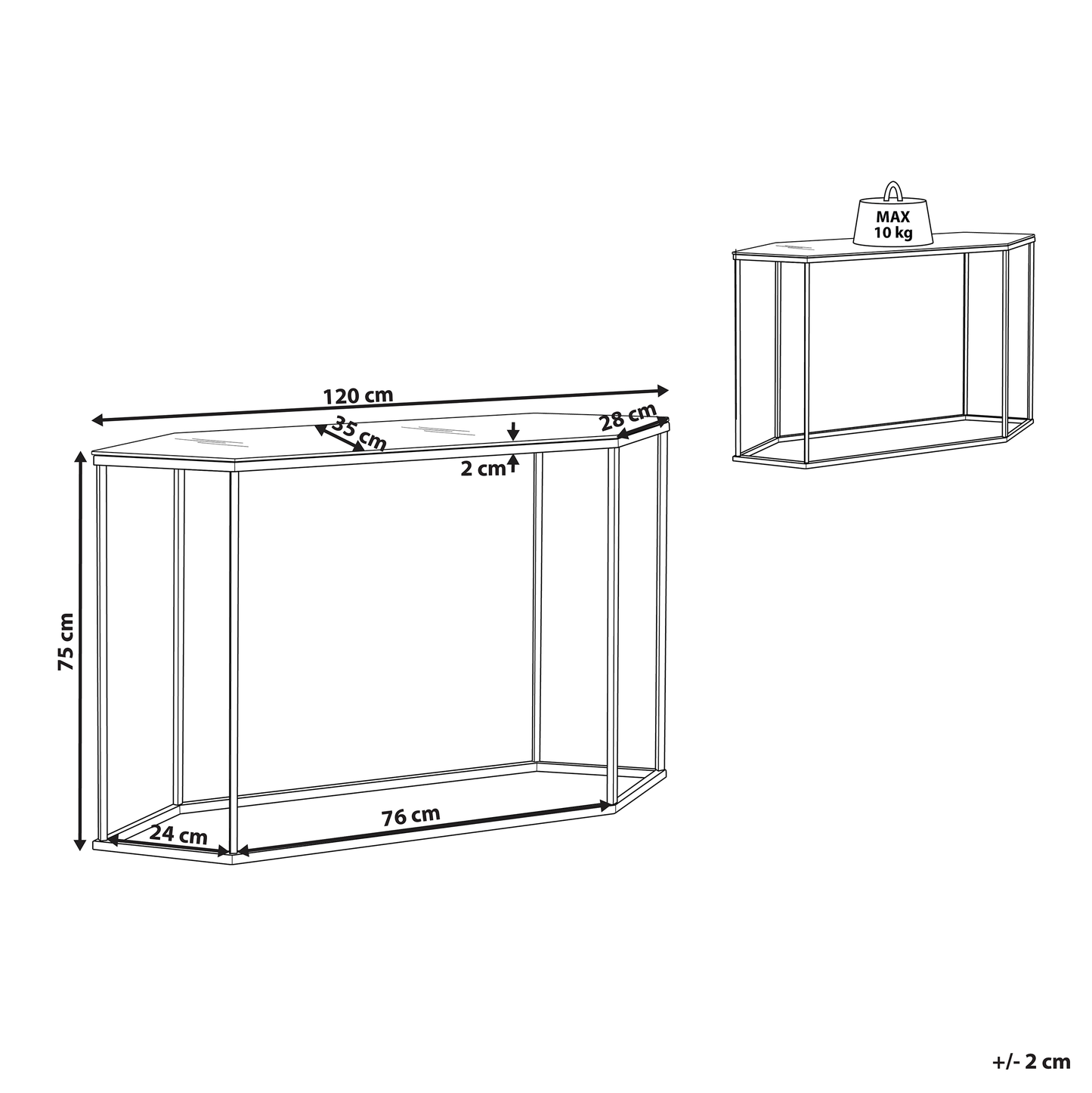 Marble Effect Console Table Tempered Glass Black Metal Legs